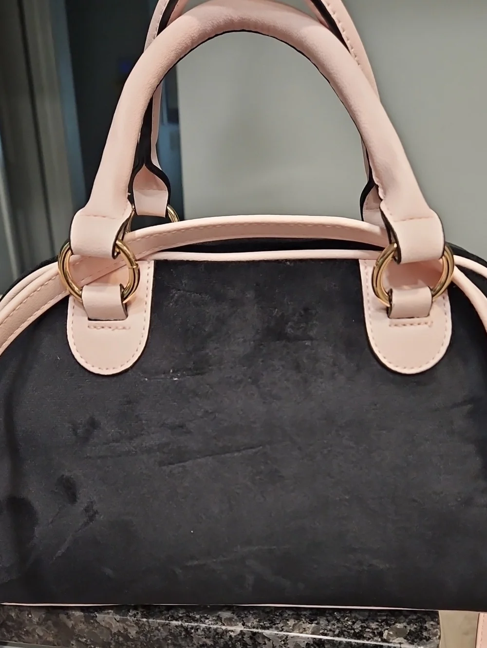 Juicy Couture Black and Light Pink Logo Satchel